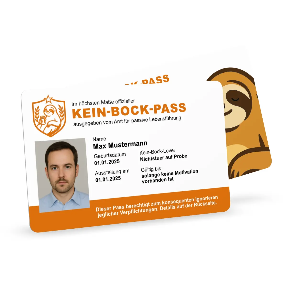 Kein-Bock-Pass - wenn man einfach keine Lust hat (beidseitig bedruckt)