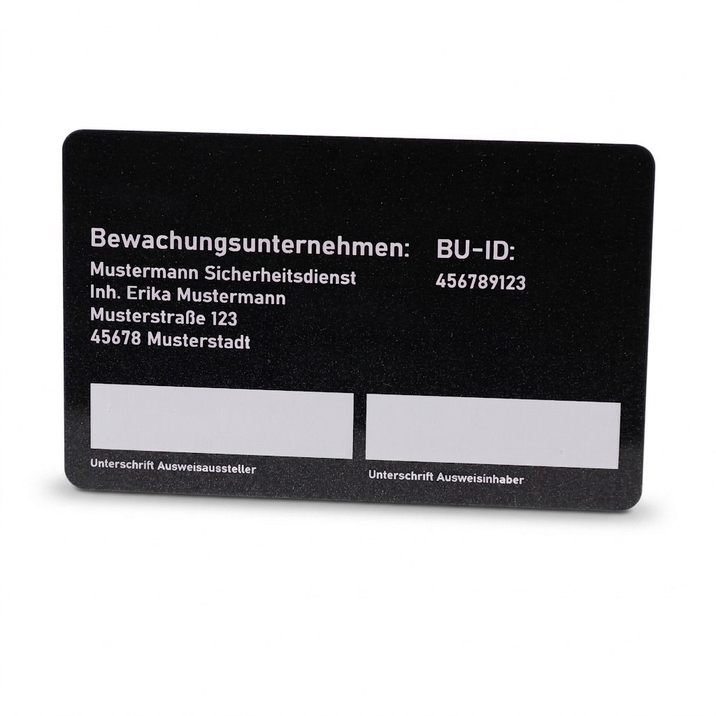 Security Service ID Card (pursuant to §18 BewachV) – Minimalist Design Black metallic