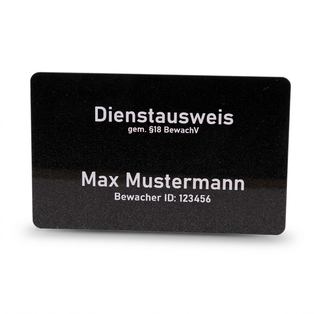 Security Service ID Card (pursuant to §18 BewachV) – Minimalist Design Black metallic
