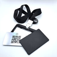 Ausweishalter mit Umhängeband/Lanyard schwarz horizontal