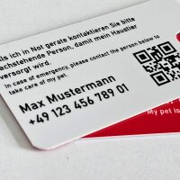 3 x Haustier-Notfallkarte (Minikarte) für den...