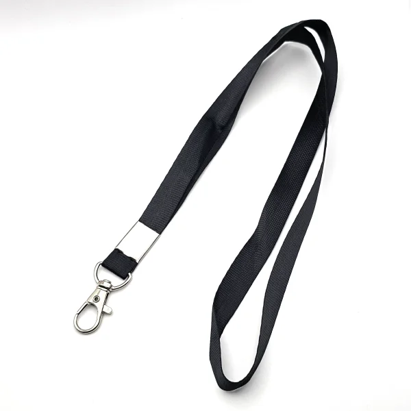 Schlüsselband/Lanyard (Flachband) 45cm Schwarz mit Karabiner