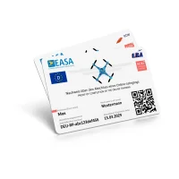 EU Drone License (A1/A3, A2, STS) as a Plastic Card (for two EASA Certificates, double-sided print)