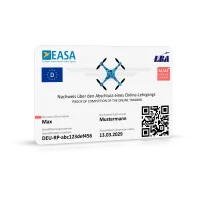 EU Drone License (A1/A3, A2, STS) as a Plastic Card (for two EASA Certificates, double-sided print)