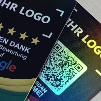 NFC Review Card (Google) incl. text- or logo printing Black-Holographic