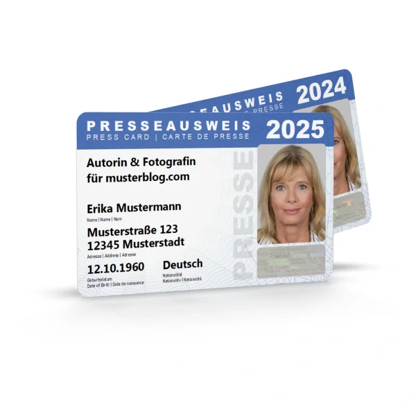 Presseausweis 2025 (DE/EN/FR) mit Hologram (inkl. 2024er Version)