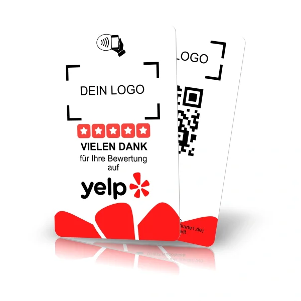 NFC Bewertungskarte (yelp!) inkl. Text-/Logo-Druck