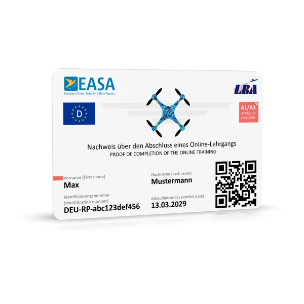 EU Drone License (A1/A3, A2, STS) as Plastic card