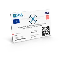 EU Drone License (A1/A3, A2, STS) as Plastic card