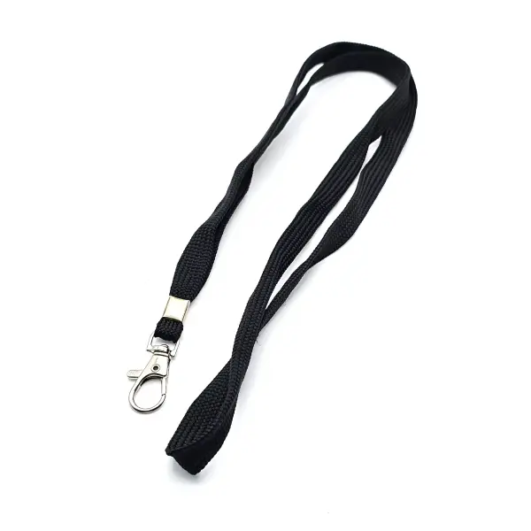 Schlüsselband/Lanyard (Schlauchband) 45cm mit Karabiner Schwarz
