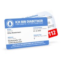 Diabetiker Karte „Ich habe Diabetis“...