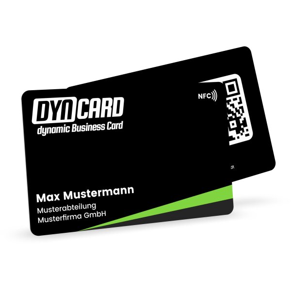 DYNCARD BLACK - digitale NFC-Visitenkarte - SmartCard aus Plastik (PVC)