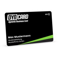 DYNCARD BLACK - digitale NFC-Visitenkarte - SmartCard aus Plastik (PVC)