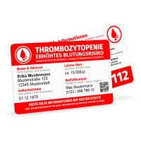 Personalisierte Thrombozytopenie Notfallkarte –...