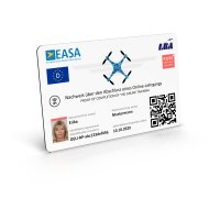 EU Drone License (A1/A3, A2, STS) as NFC card with Image