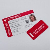 Emergency card with emergency contact & medical information including mini card